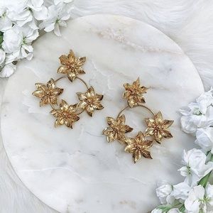 Beautiful Statement Gold Jasmine Flower Earrings